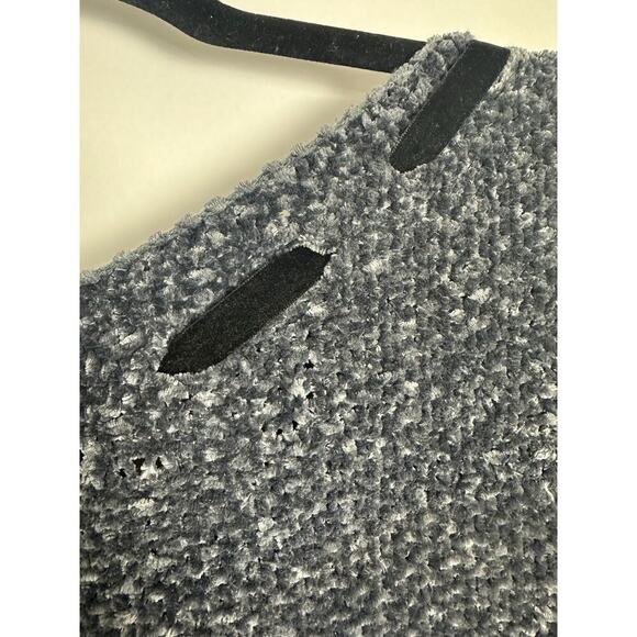 POL Women's Small Asymmetrical Large Chunky Knit Sweater Velvet Blue Gray - Picture 5 of 12